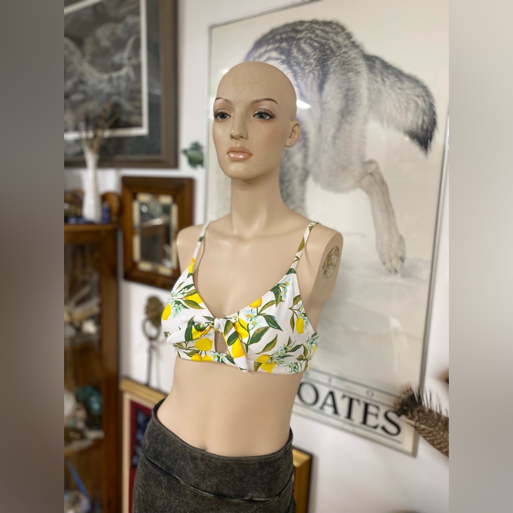 Lemon Print Bralette Style Bikini Top